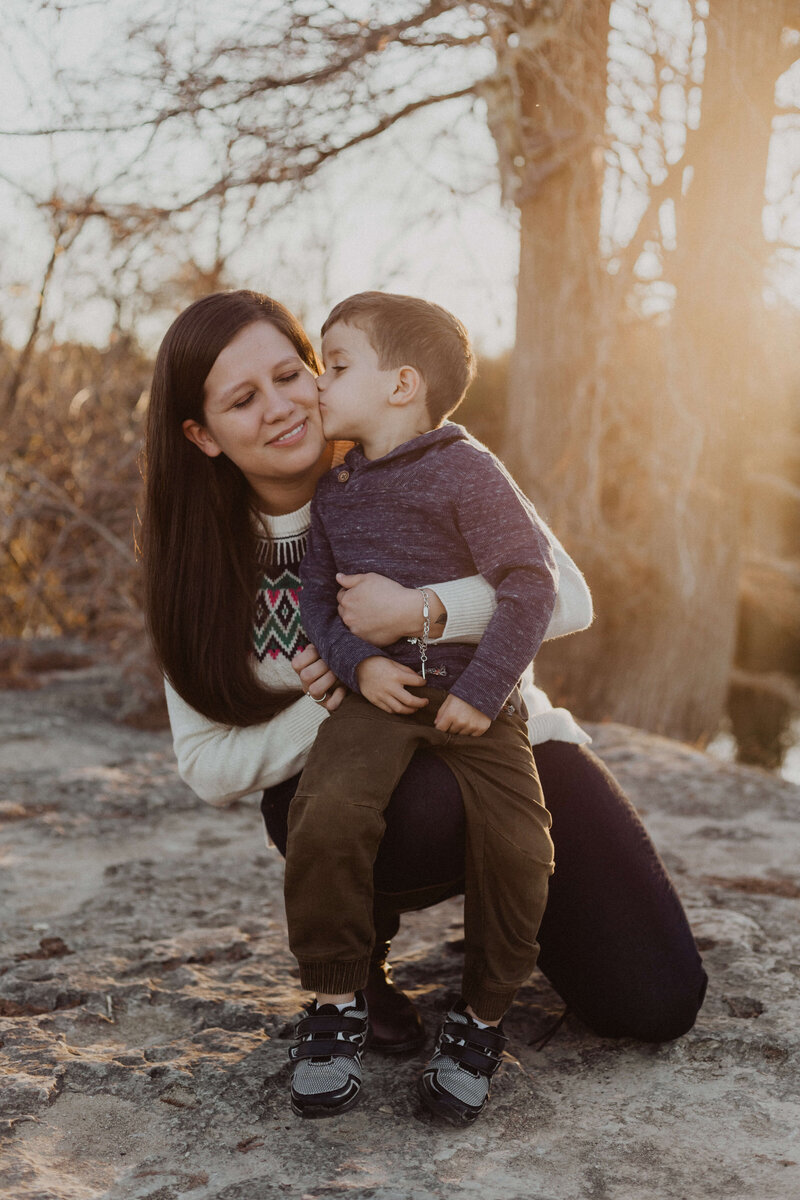 Mother and Son During Candid Family Session by TLC Photography in Austin, Texas