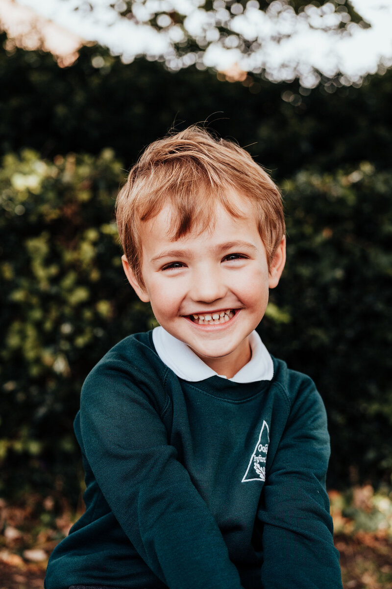 Boy from Oakley Infants, Hampshire smiling