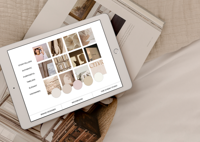 Ipad displaying a moodboard