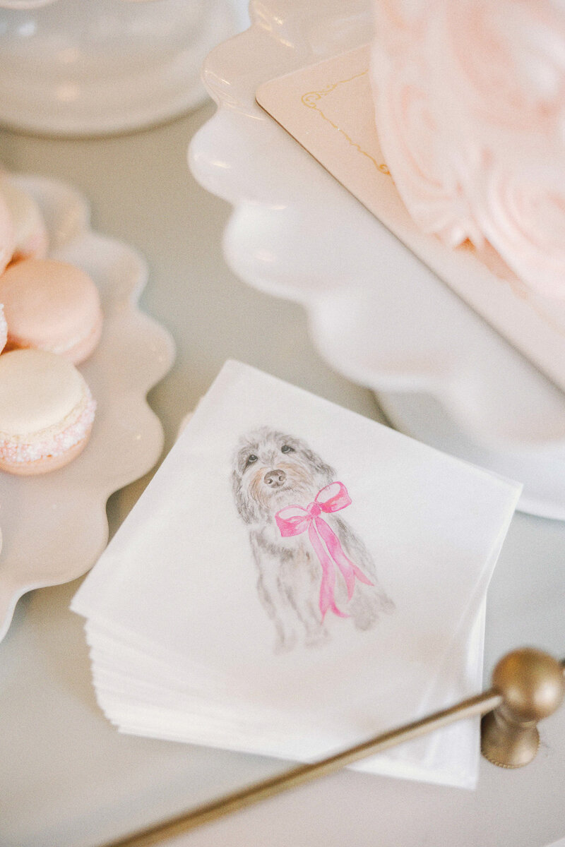 a napkin with a pet illustration on it