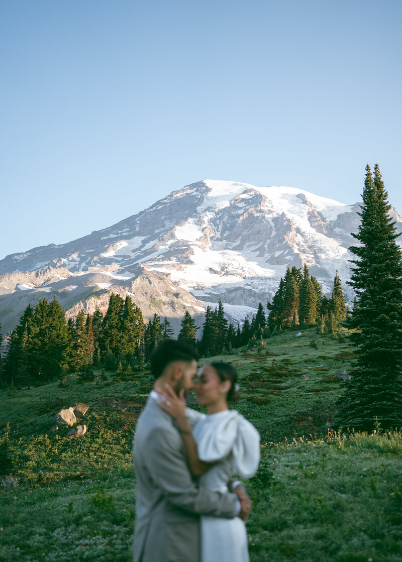 Mt. Rainier elopement couple at Skyline Trail