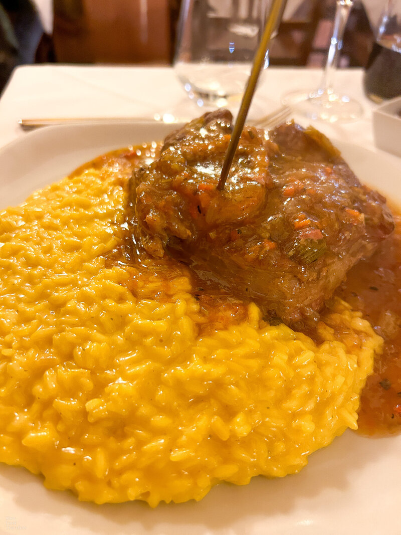Osso bucco alla rissotto Milanese at Trattoria la Vecchia Guardia in Milan, Italy