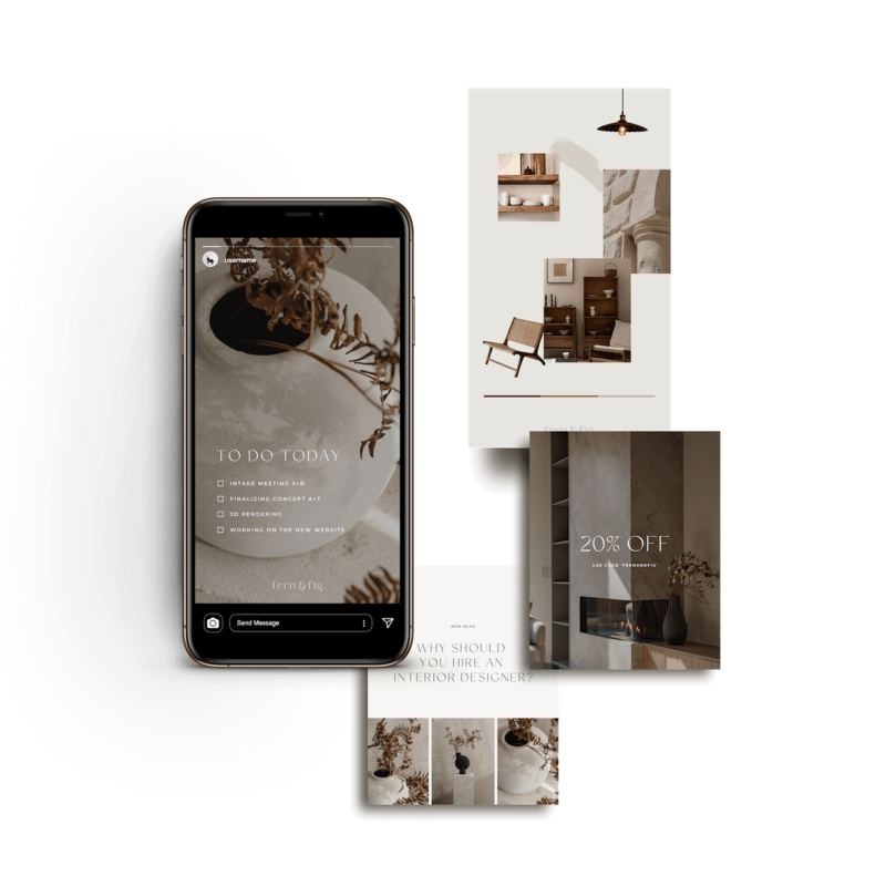 Earthy interior design instagram templates
