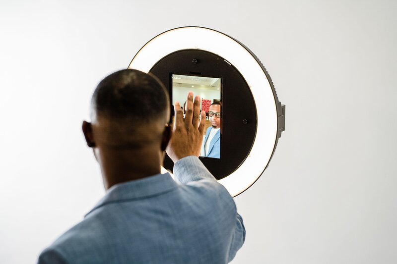 man using selfie Traveler photo booth