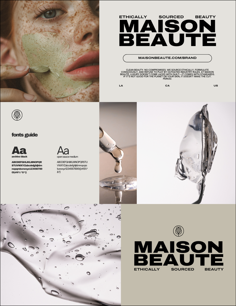 Modern brand identity board featuring logo design, typography, color palette, and visual branding created by Forest Heart Studio.