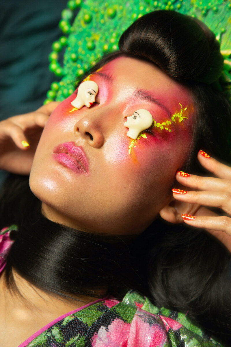 2- asian-woman-editorial-bright-makeup-eyes-closed-