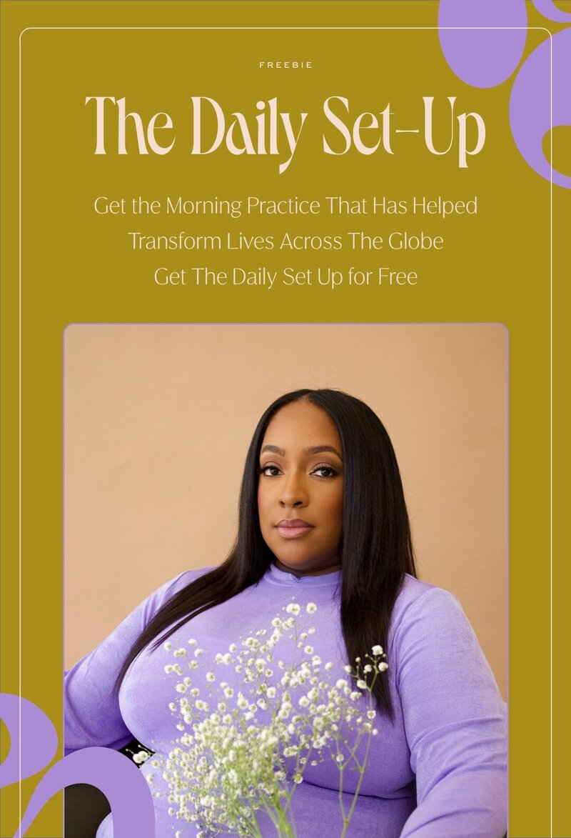 cover of an ebook called 'The Daily Set-Up'. Features woman in purple dress