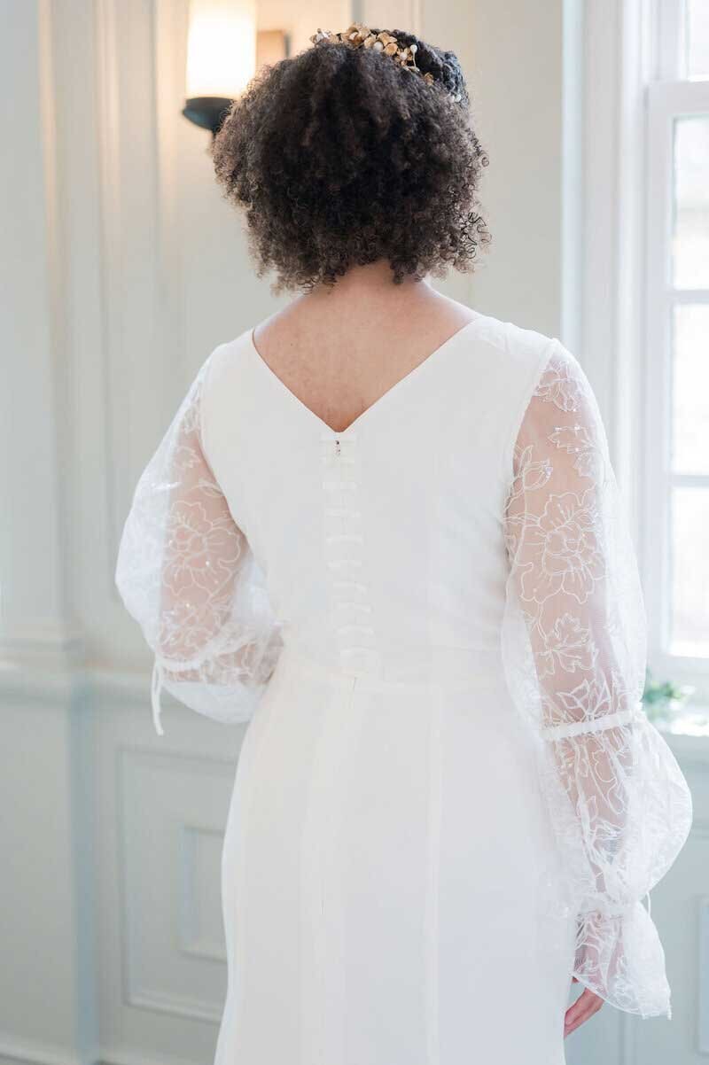 romantic high back wedding dress modest