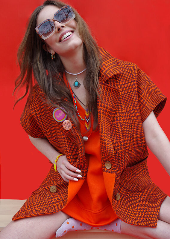 veste caban carreaux orange