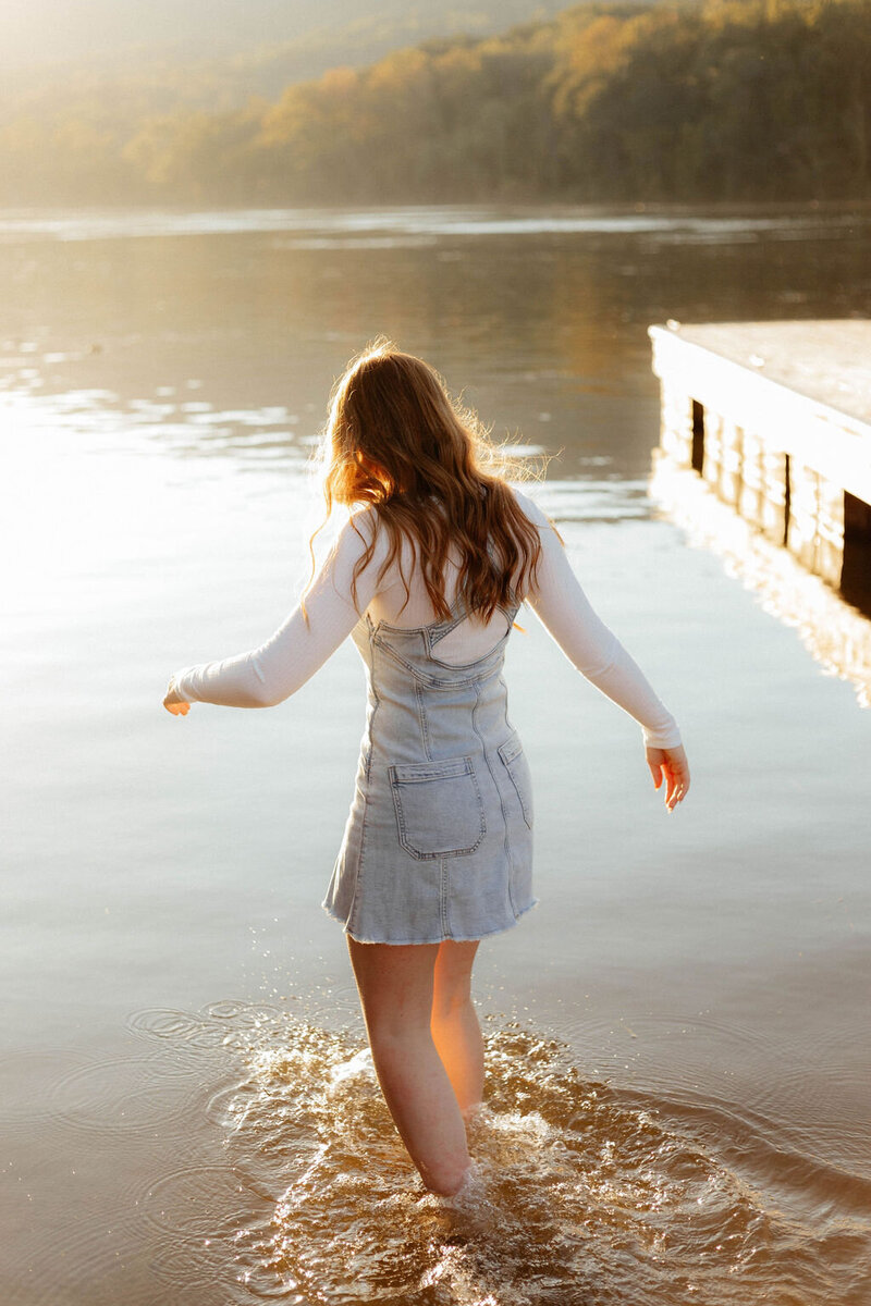 girl walking in water
