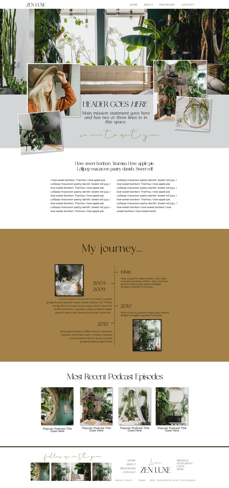 zen luxe showit website template designed by becky luna designs