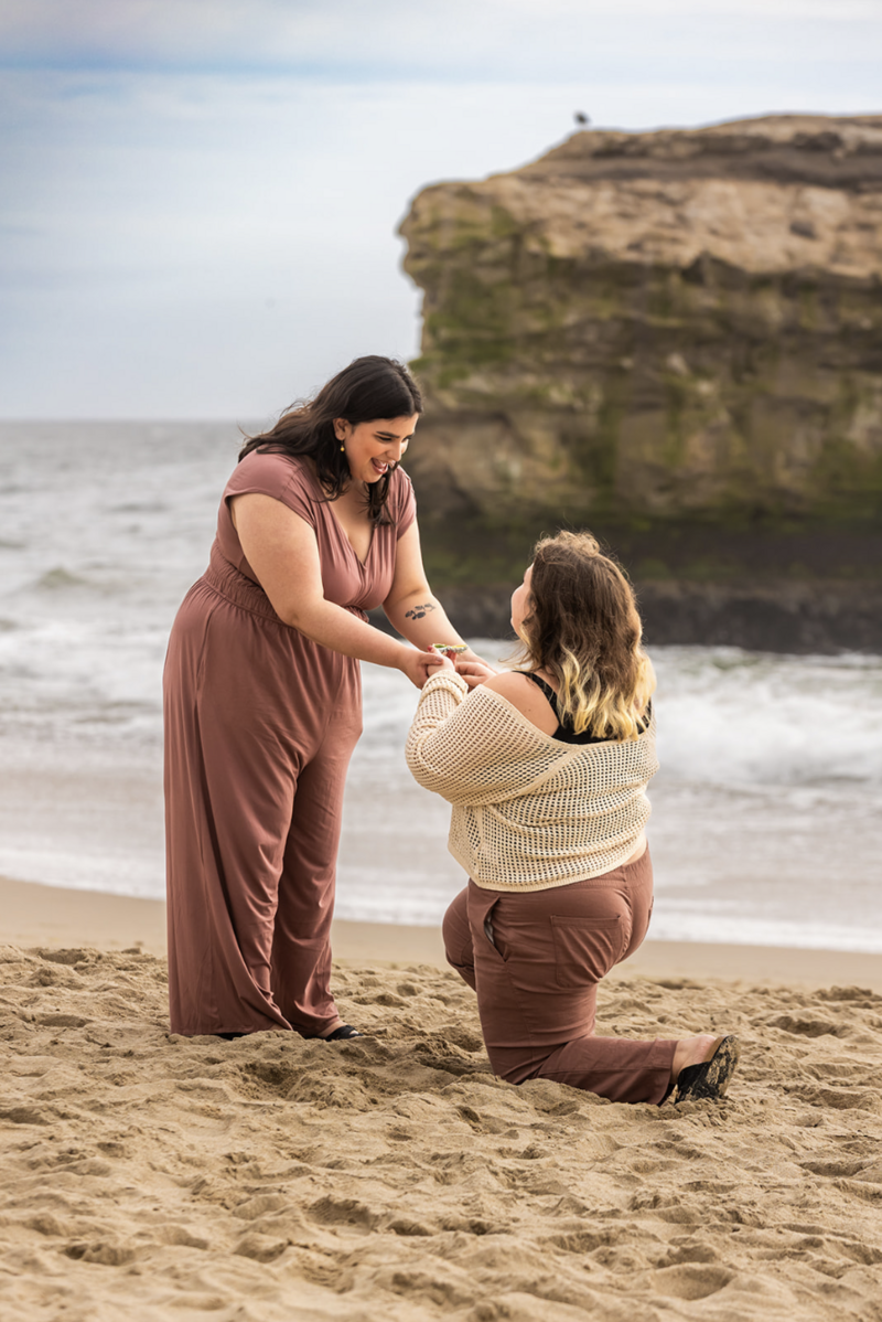 lesbian surprise proposal at natural bridges 