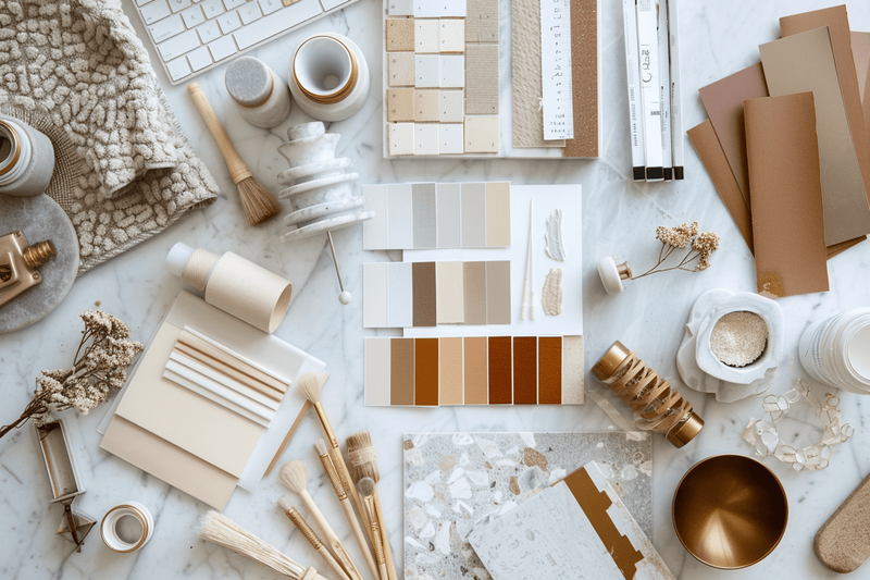 Makeup swatcheds on a soft background