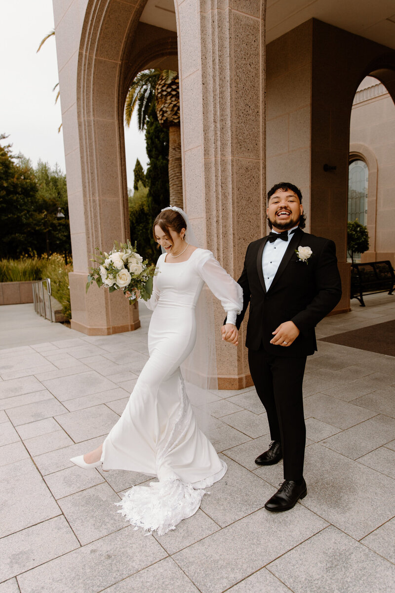 A wedding at the Newport Beach Temple in Newport Beach, California.