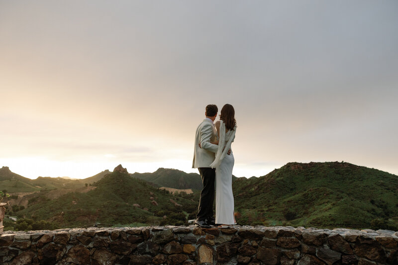 Bride and Groom during golden hour in Malibu, California