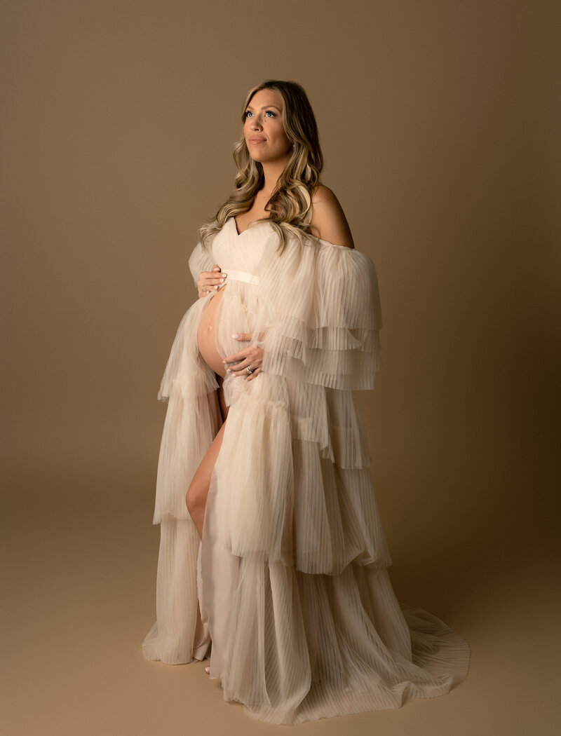 Floral Tulle Maternity Dress for Photoshoot, Boho Maternity Gown