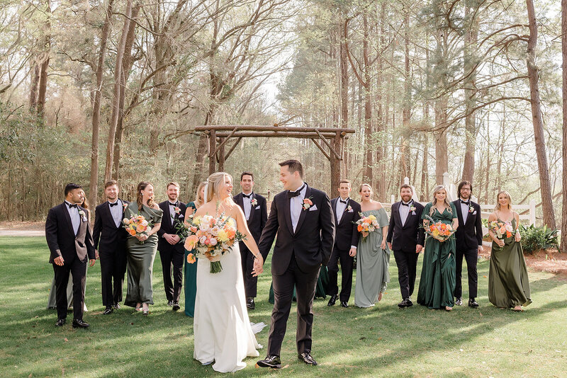 wedding bride and groom savannah georgia bridesmaids bouquet