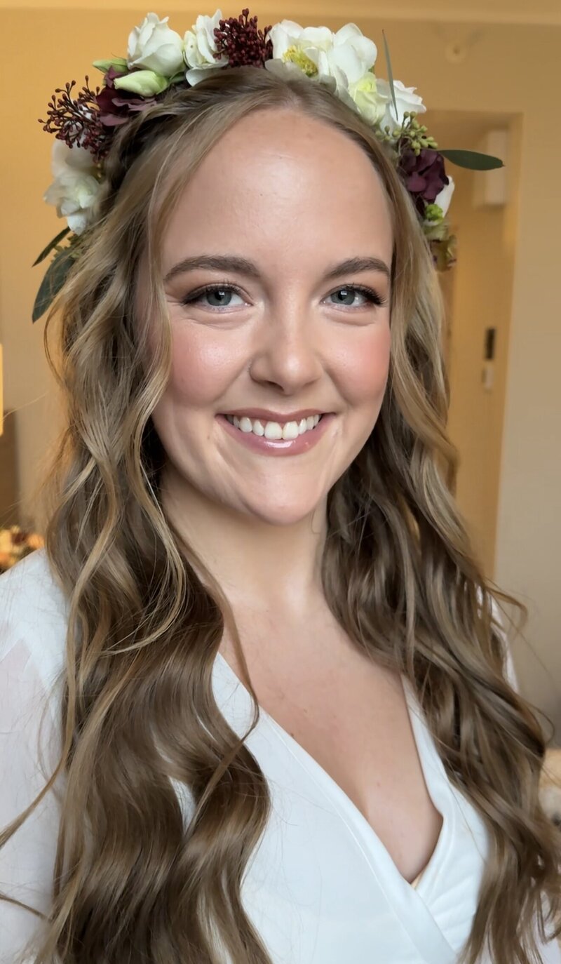 hair and makeup styling for bride's wedding
