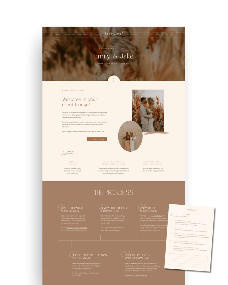 Showit Client Lounge Templates for Photographers 7