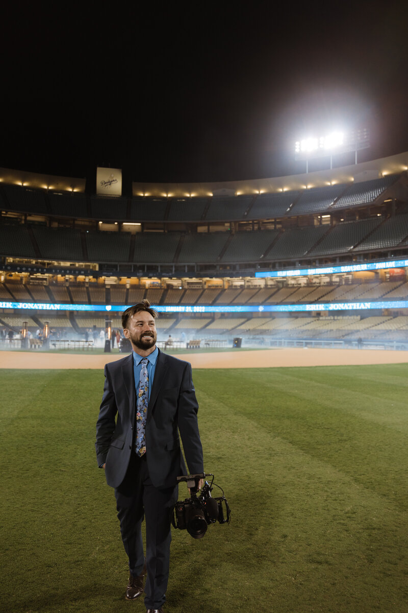 Filming at Dodger's Stadium