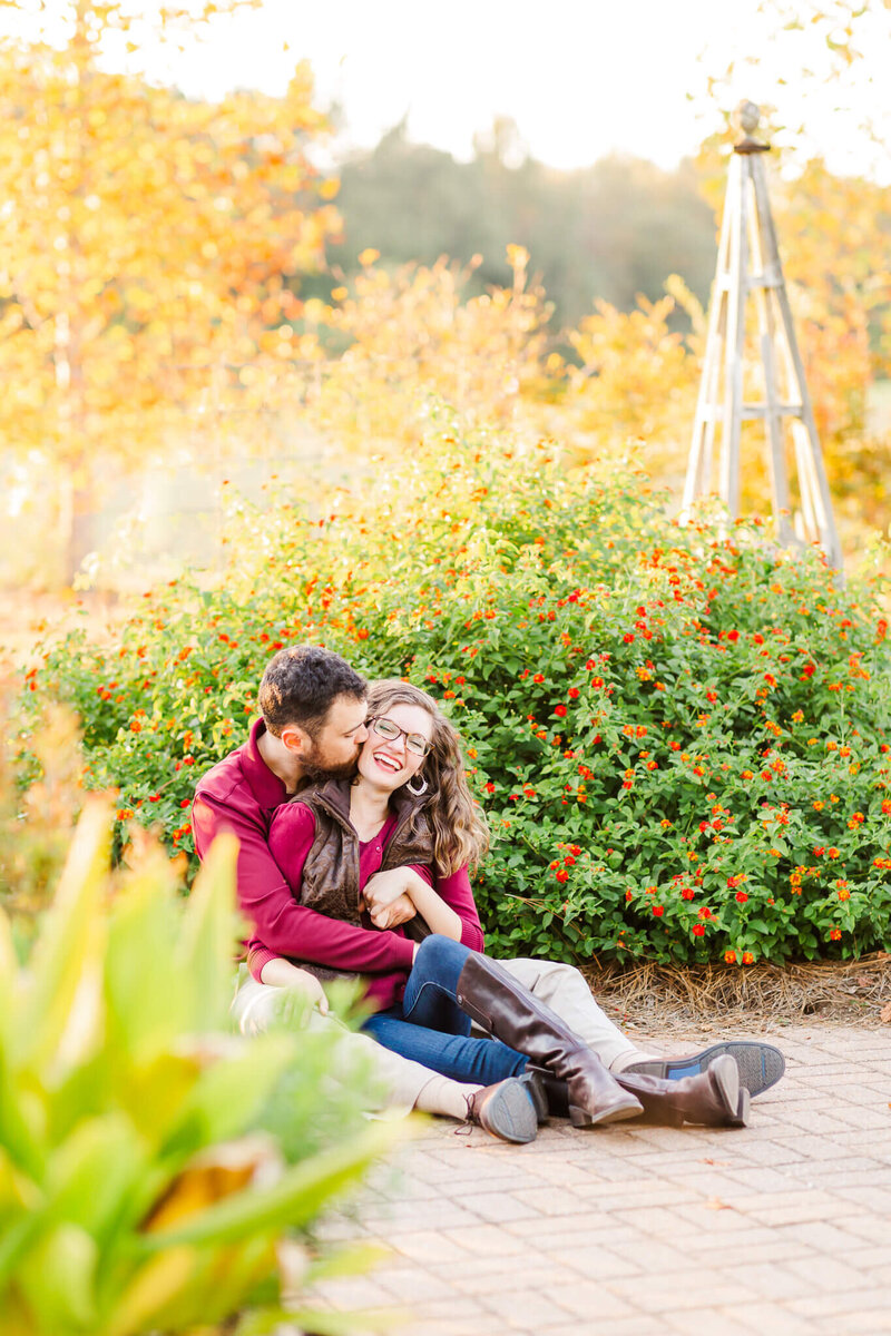 Couple laughing together at Auburn photo session