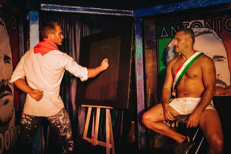 Brent Ray Frtaser Portrait Painting - Stag Underwear Party Portugal - 01
