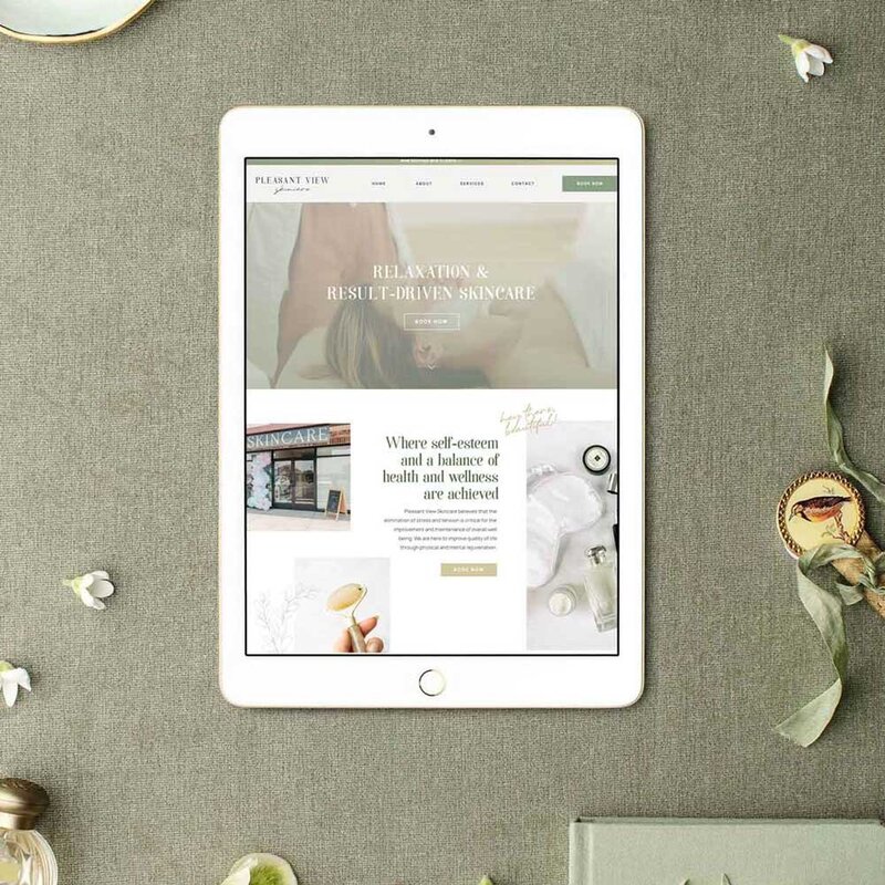 Explore Emily's rejuvenating skincare spa website on an iPad, meticulously crafted by a Showit Web Design specialist. Dive into the seamless blend of luxury and relaxation that defines her online presence.