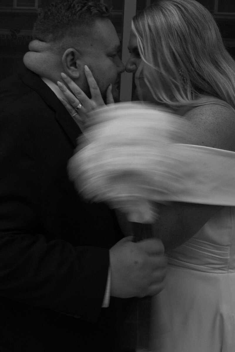 Indiana_Michigan_Wedding Planner_Ana Pierson Photography_Eagles Theatre_Wabash Indiana_Bridal Fashion_Editorial_Married Couple_B&W Portrait