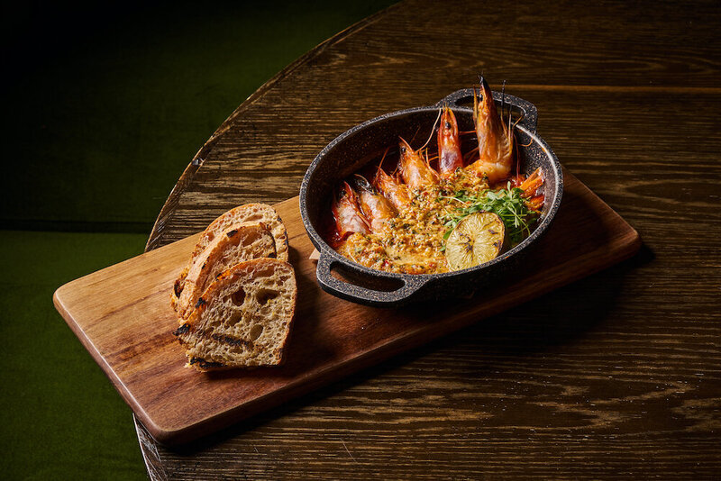 Calabrian Shrimp and freshly baked bread served at Alter Ego, one of Tempe's best restaurants