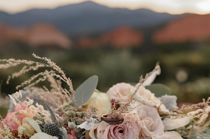 Garden of the Gods Resort wedding  photo of beautiful flowers and rings