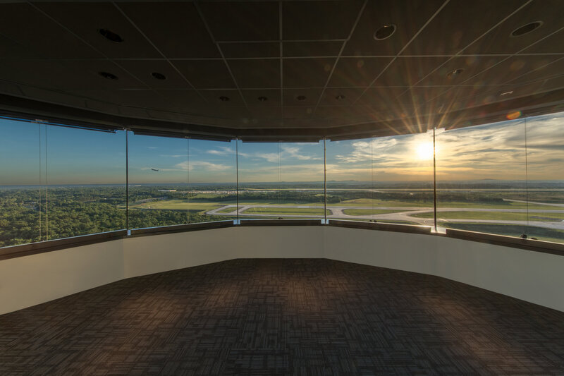 view at sunset from CLT air traffic control tower