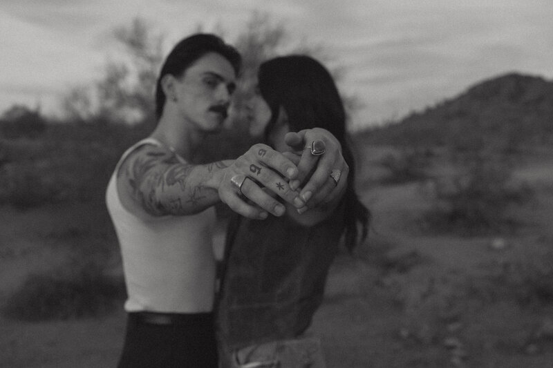 Edgy engagement session in the desert by documentary-style Pennsylvania wedding photographer