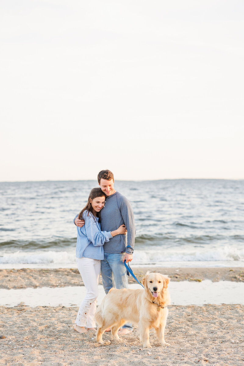Rhode Island beach family session with dog