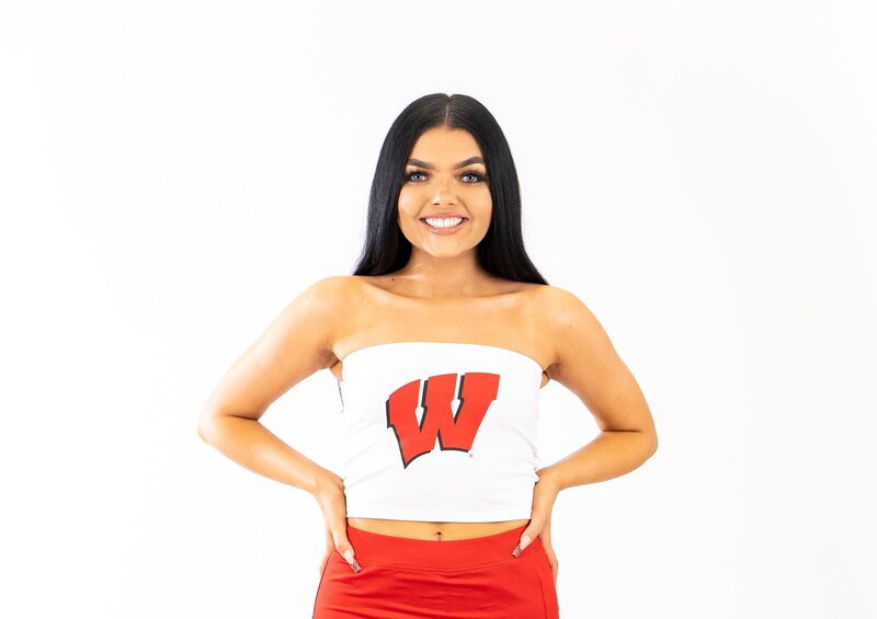white tube top with college logo in the center