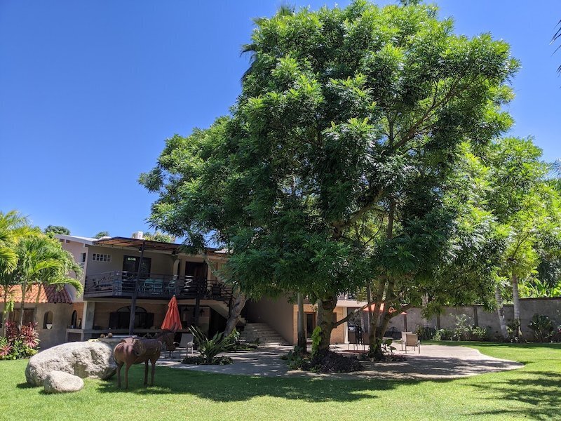 Rancho Poco a Poco is a peaceful retreat and event space set in a lush garden oasis, featuring a new pool and dedicated wellness area for gatherings and healing experiences.