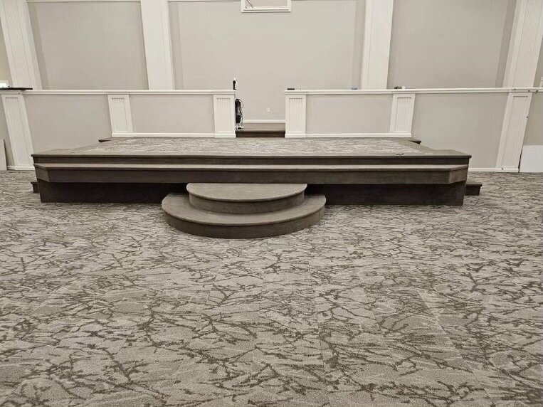 Gray patterned carpet.