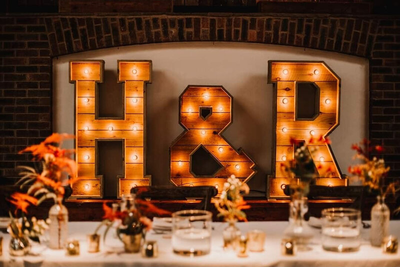 Rustic Light up letter hire for barn weddings, THE WORD IS LOVE, Cheshire
