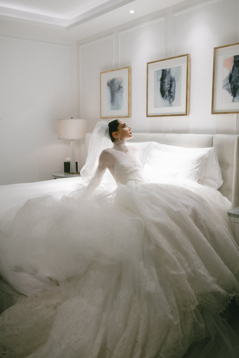 New York editorial film wedding photographer with a fashion forward bride