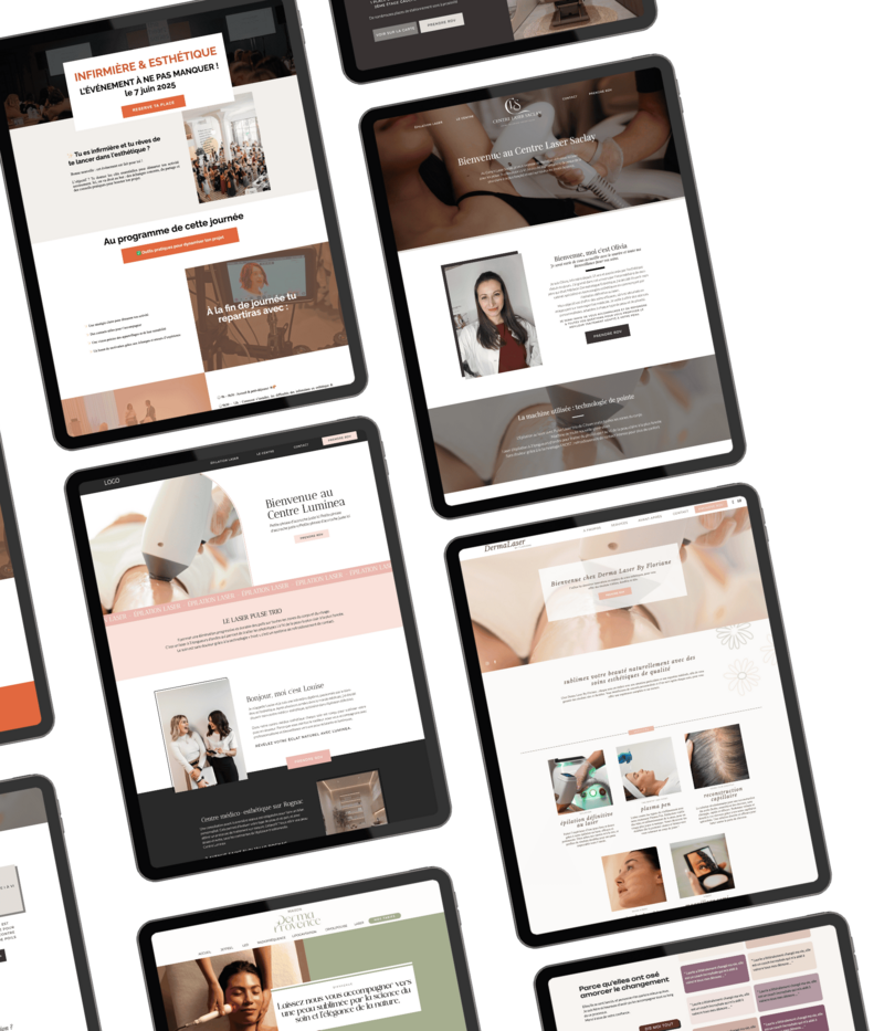 composition de plusieurs ipad avec sites internet