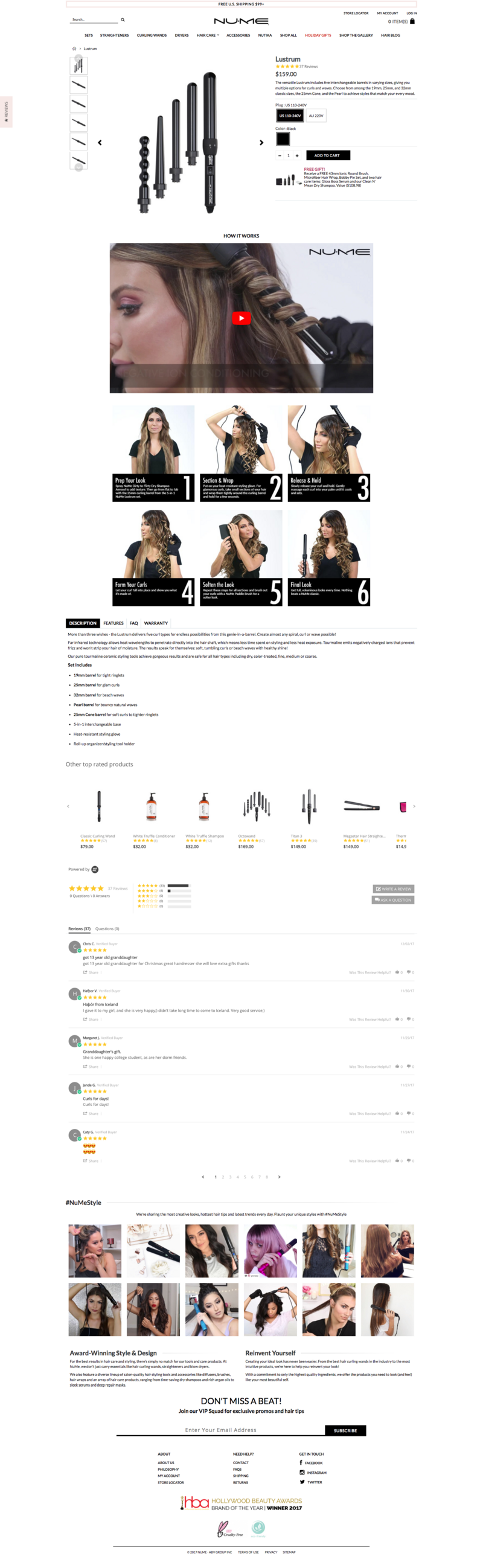NuMe Lustrum   5 in 1 Curling Wand   Set