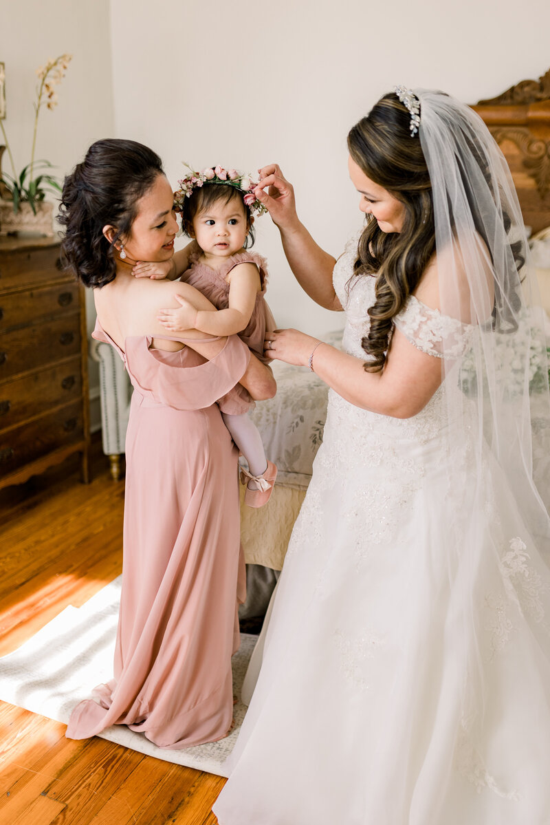 Bride with flower girl and bridesmaid