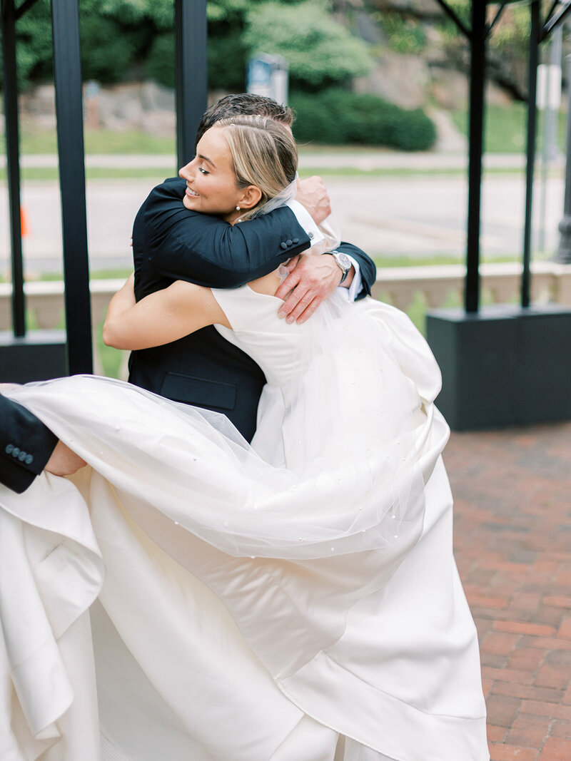 Fashionable and stylish black tie spring wedding with white roses and orchids, Berta wedding gown, and YSL bridal shoes at an Estate with French-inspired architecture and ambiance | Park Chateau Estate and Gardens | East Brunswick NJ | Denise Marie Photography | Editorial Wedding Photographer based in Philadelphia PA