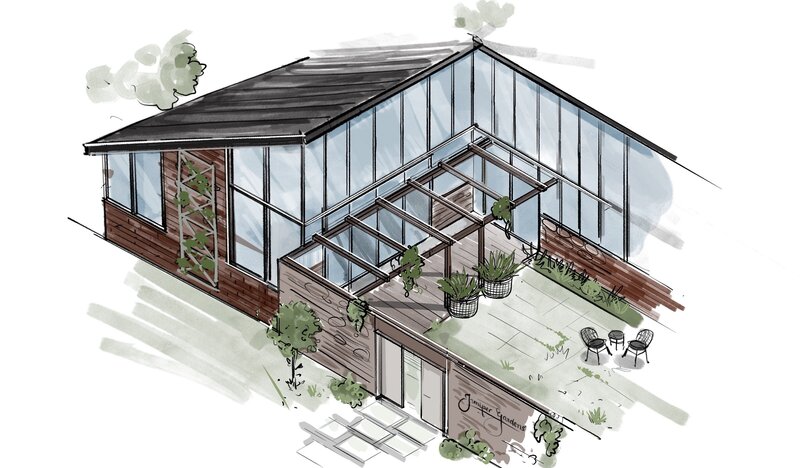 rendering of courtyard wedding ceremonies for garden weddings