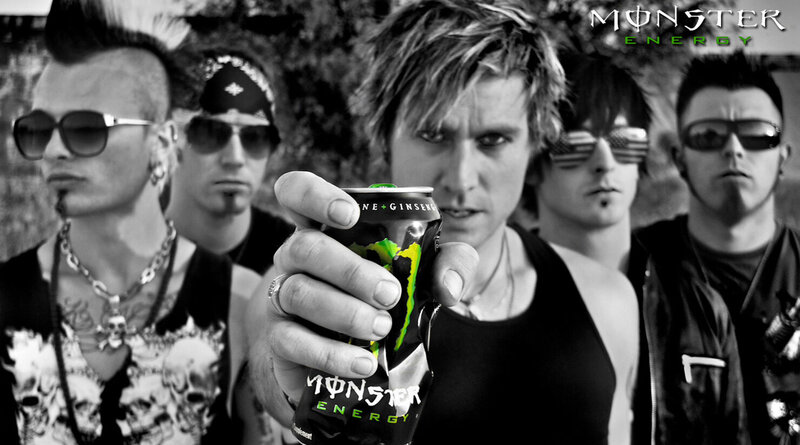 Branding Photo My Darkest Days singer holding Monster Energy Drink