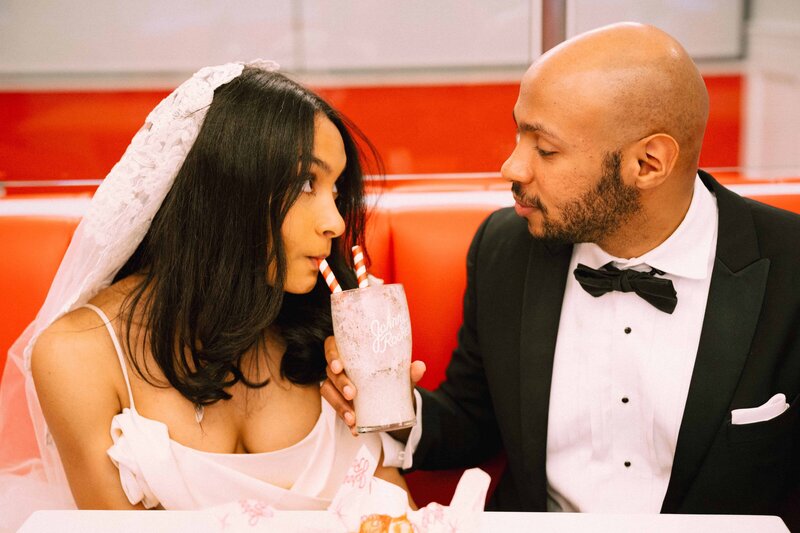 Sahee and Ahmed Elopement Photo at a Burger Resturant in DC -7