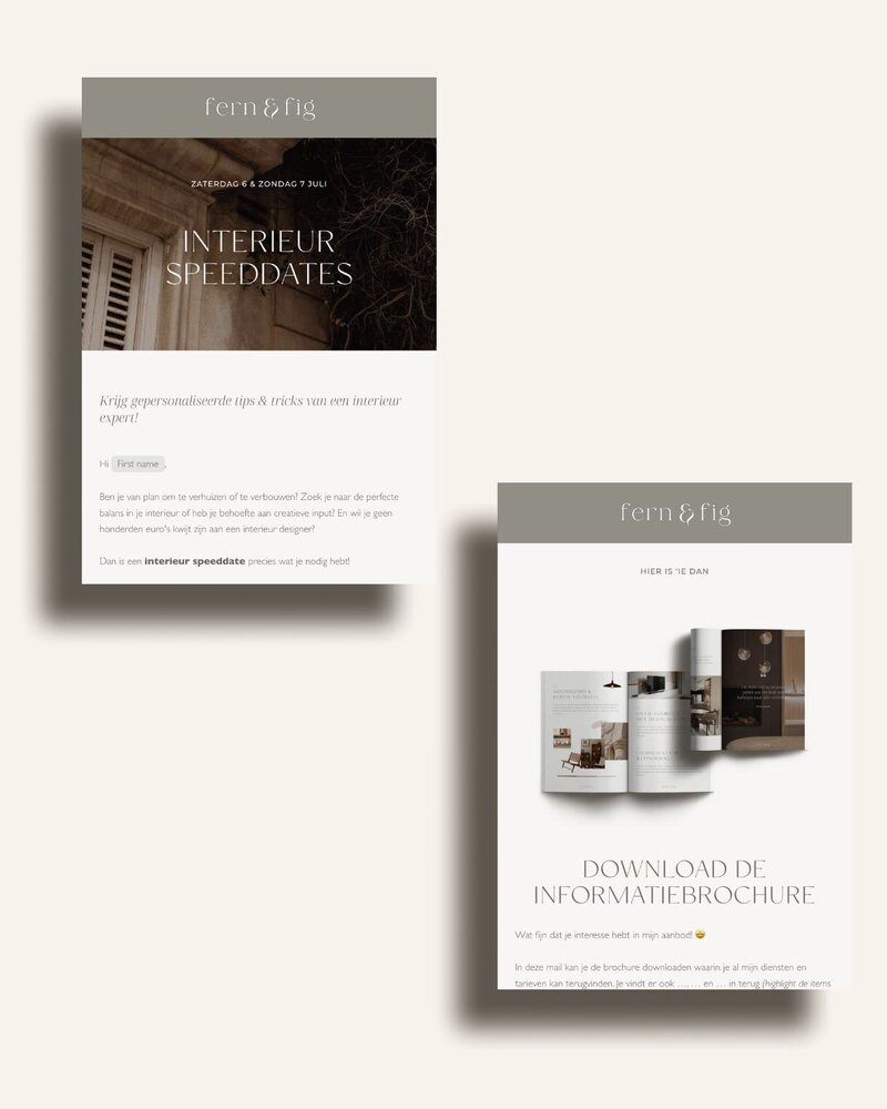 Flodesk email templates voor interieurontwerper