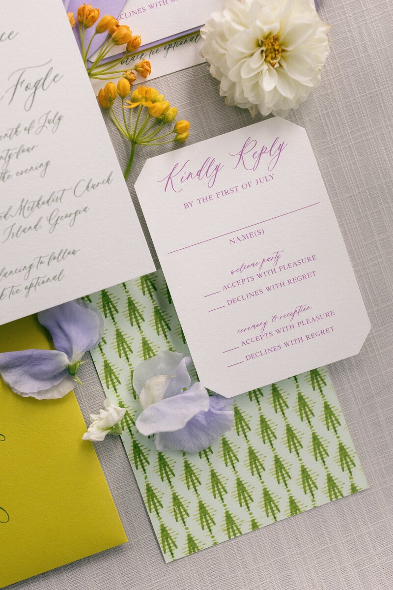 a reply card with pink text