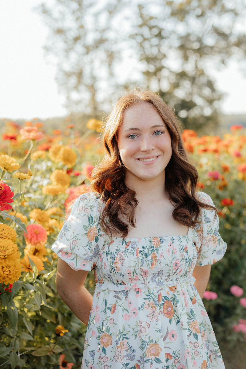 girl posing in flowers