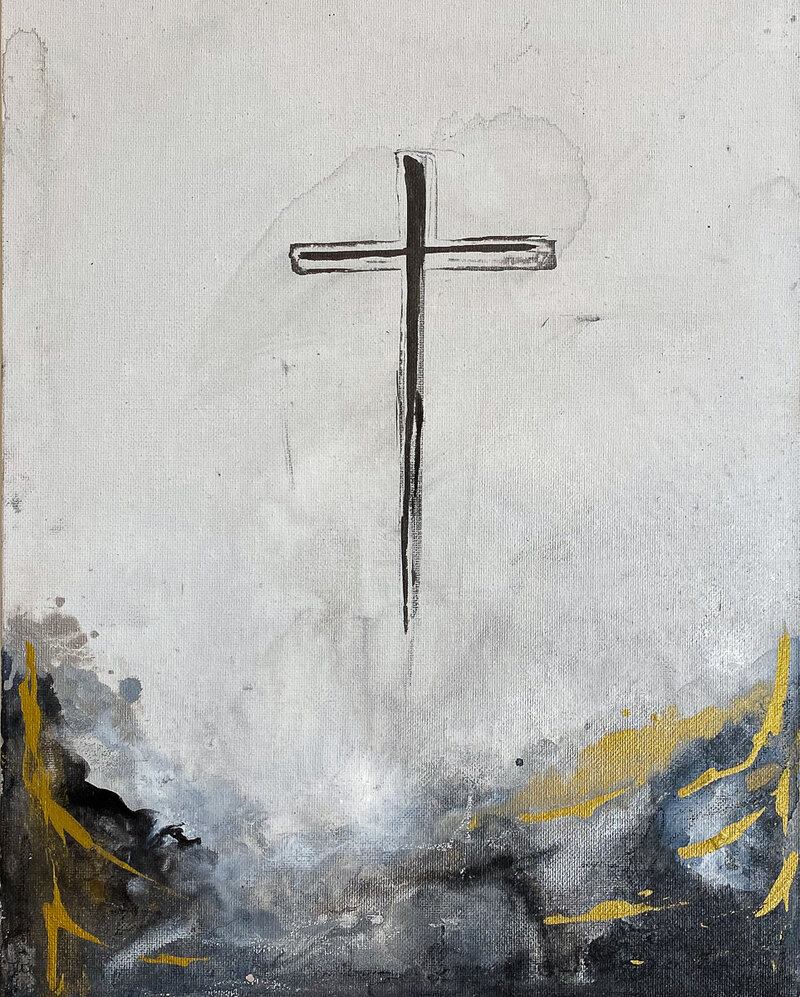 Kristi Mann | black, gold, silver christian abstract painting