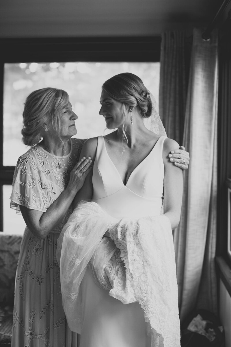 mother and daughter looking at each other